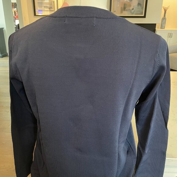 Sans & Sans from Singapore 3/4 Slv Crew Neck Knit Tunic Front Slit Blue Sz S/M - Picture 10 of 14